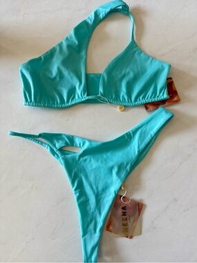 Neena One-Shoulder Bikini Set - Turquoise